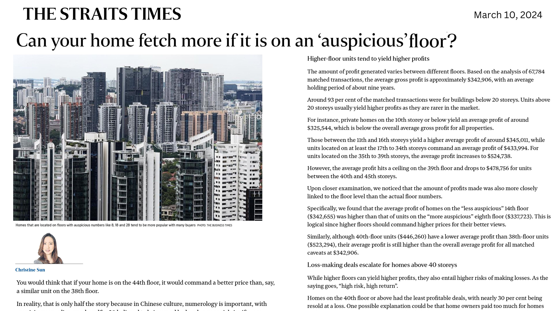 Can your home fetch more if it is on an auspicious floor?